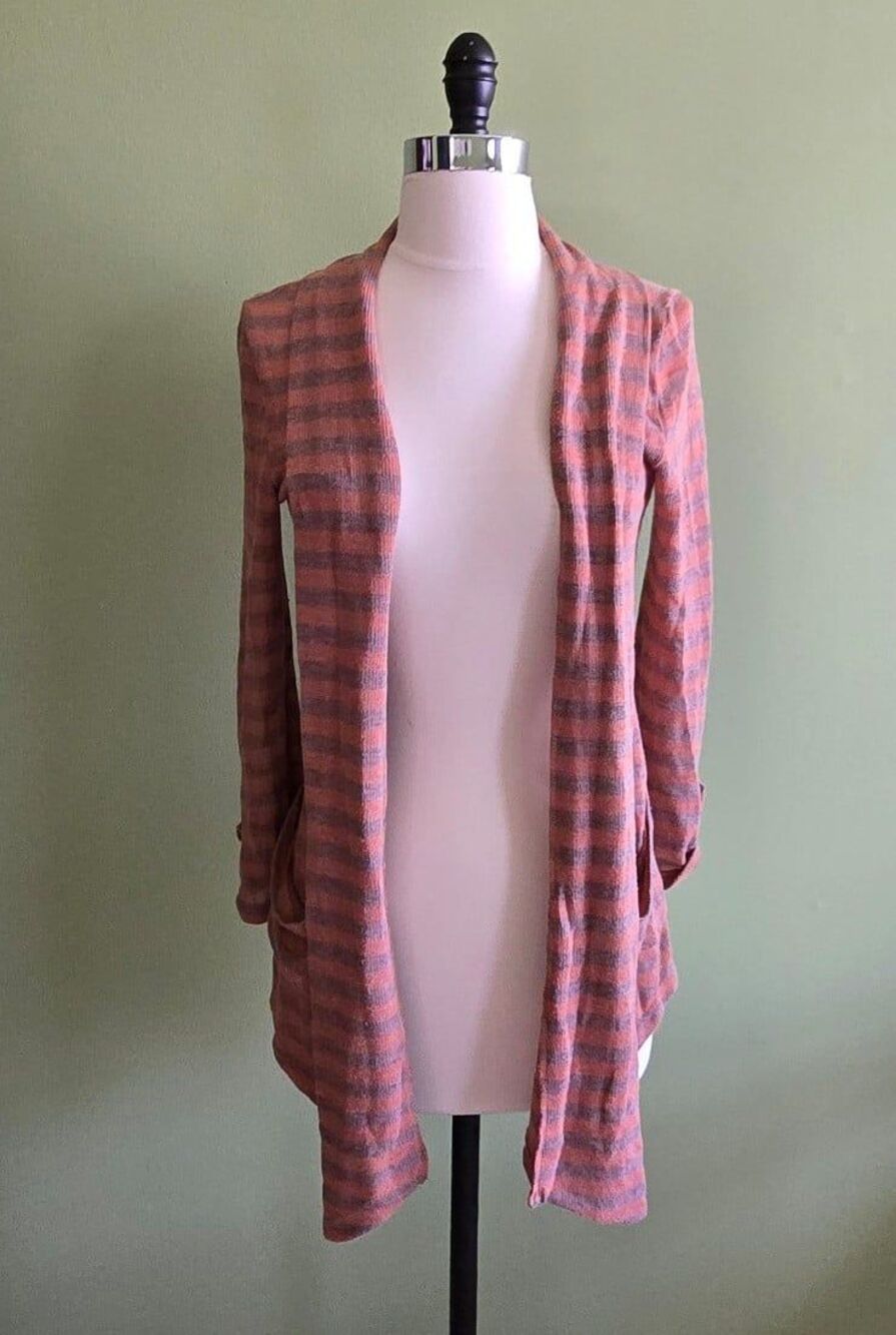 Love Culture Orange and Grey Long Sleeve Cardigan Size Medium